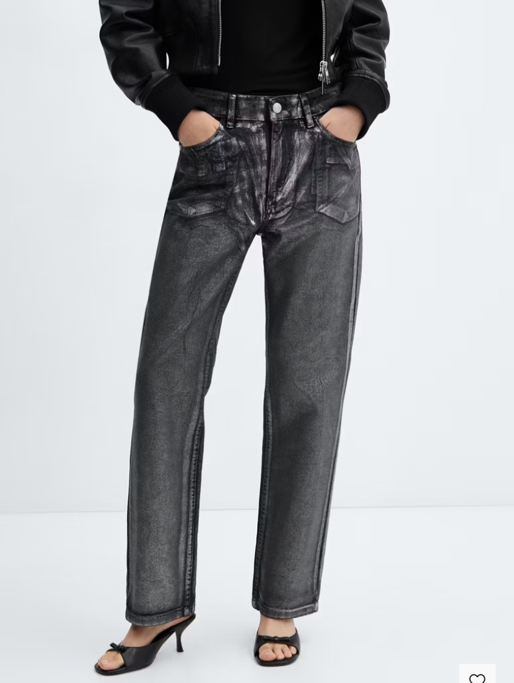 Mango Straight Foil Jeans- 6